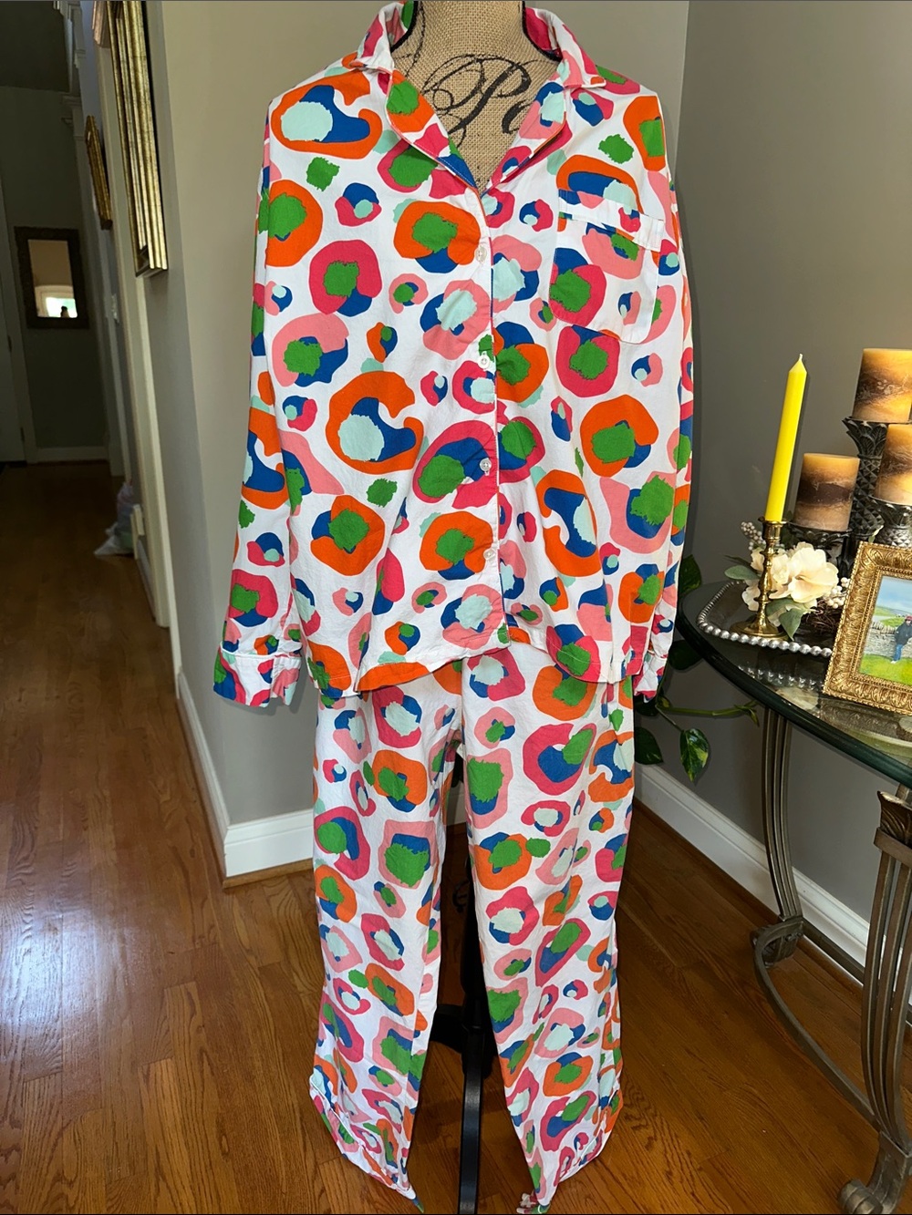 8 Oak Lane Women's Multi-Dot Pink Pajama Set, Sleepwear size L/XL